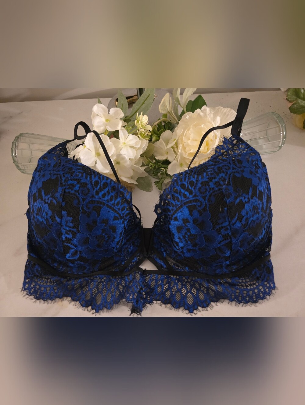 La SENZA Royal Blue and Black Lace Push-Up Bra ( Beyond Sexy)